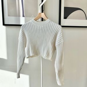 Zara rib knit white sweater